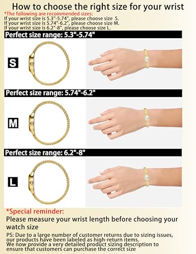 Diaofendi Petite Women's Easy Reader Watch, Analog Women Watch with Stainless Steel Expansion Band, Water Resistant (Two-Tone, M(5.9"-7.5")) - Image 2