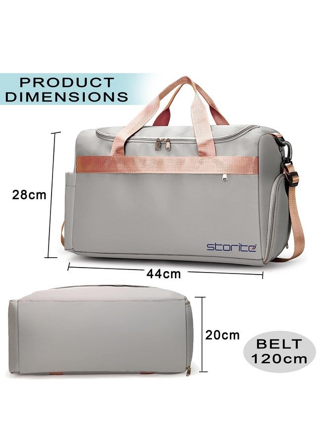 Storite Nylon 44 Cm Imported Travel Duffle Bag for Women Sports Gym Shoulder Bag with Shoe Compartment Weekender Overnight Travel Luggage Bag (Grey - 44x28x20 Cm) - Image 2