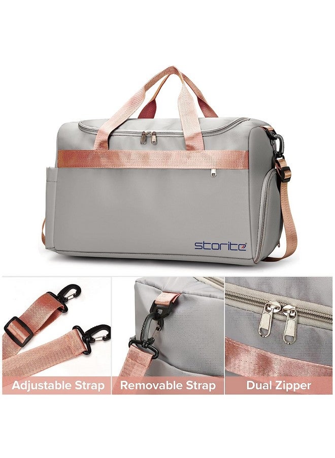Storite Nylon 44 Cm Imported Travel Duffle Bag for Women Sports Gym Shoulder Bag with Shoe Compartment Weekender Overnight Travel Luggage Bag (Grey - 44x28x20 Cm) - Image 4