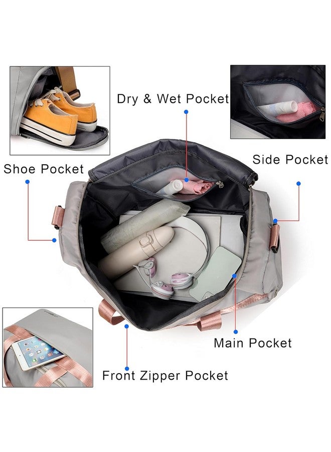 Storite Nylon 44 Cm Imported Travel Duffle Bag for Women Sports Gym Shoulder Bag with Shoe Compartment Weekender Overnight Travel Luggage Bag (Grey - 44x28x20 Cm) - Image 3