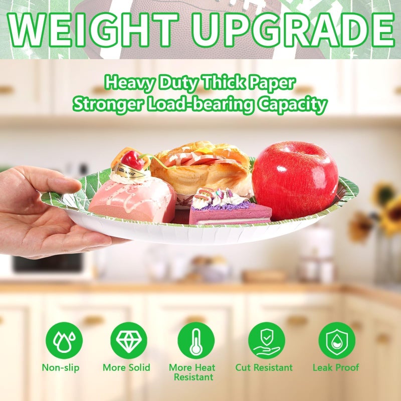 Grencian 100Pcs Football Party Plates 12.6" x 8.8" Heavy Duty Disposable Football Paper Plates for Gameday Sport Theme Tailgate Party Decorations - Image 3