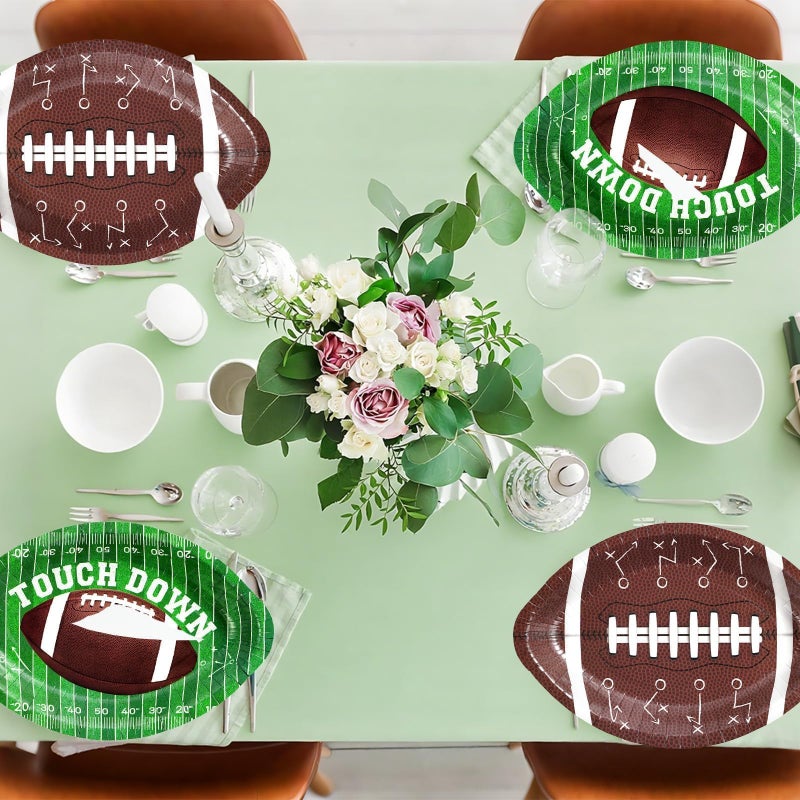 Grencian 100Pcs Football Party Plates 12.6" x 8.8" Heavy Duty Disposable Football Paper Plates for Gameday Sport Theme Tailgate Party Decorations - Image 5