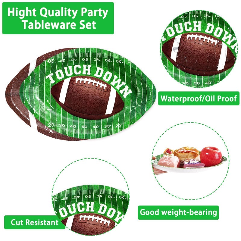 Grencian 100Pcs Football Party Plates 12.6" x 8.8" Heavy Duty Disposable Football Paper Plates for Gameday Sport Theme Tailgate Party Decorations - Image 4