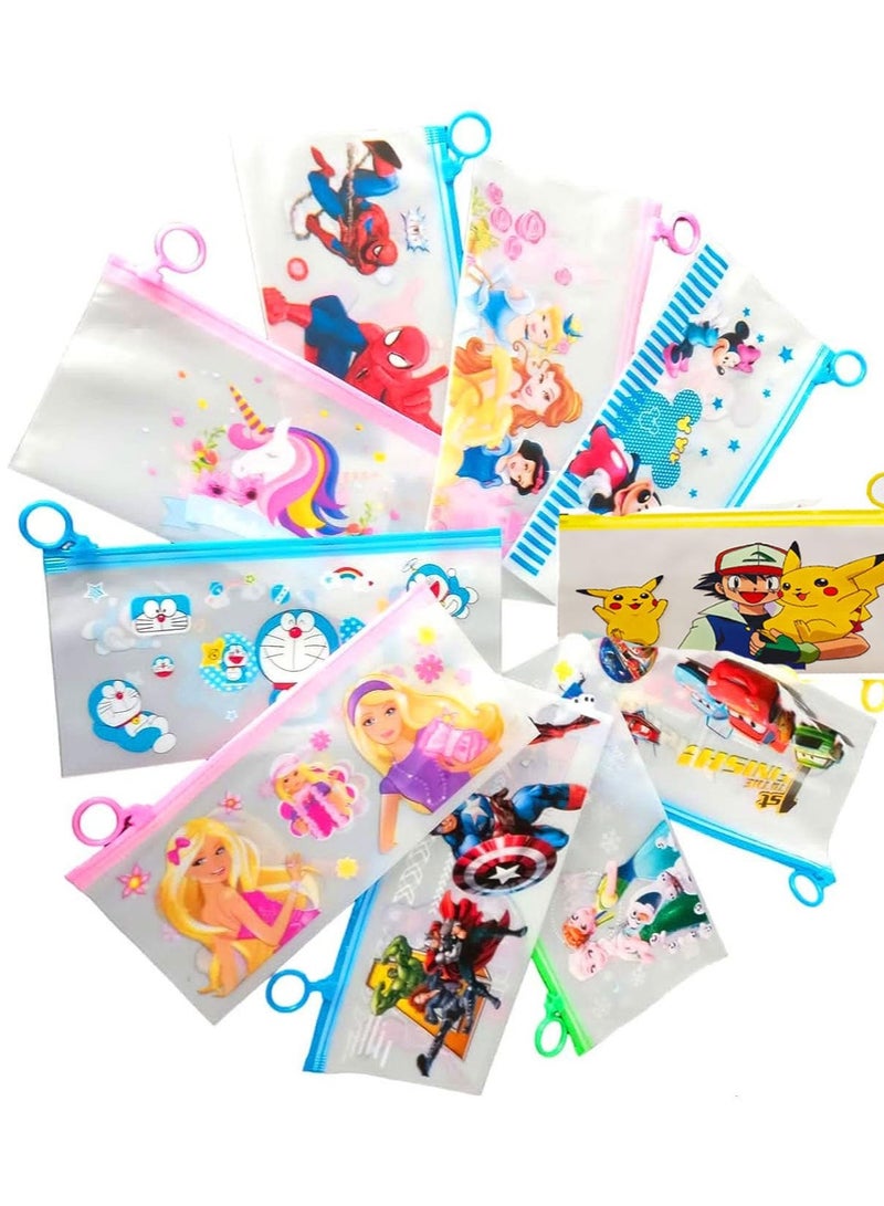 21-piece school supplies set (girls' zippered pencil case + 4 fluorescent colors + 12 colored pencils + pencil + eraser + sharpener + pen + 15 cm ruler) - Image 2