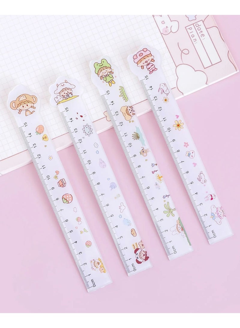 21-piece school supplies set (girls' zippered pencil case + 4 fluorescent colors + 12 colored pencils + pencil + eraser + sharpener + pen + 15 cm ruler) - Image 3