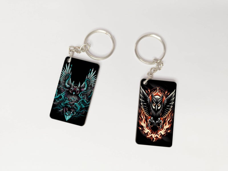 OUTFITQUE OUTFITQUE Premium (Pack of 2) Anime-300 Printed Long Keychain For Bike, Scooty, Car, MDF Keyholder - Image 1