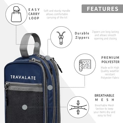 TRAVALATE Lightweight, Water-Resistant Toiletry Organizer Dopp Kit for Men and Women |Unisex Multipurpose Spacious Travel Accessories, Makeup Kit Bag -Blue - Image 5