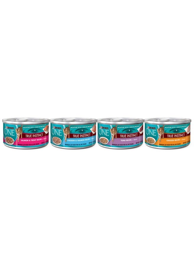 Purina ONE - Natural, High Protein Wet Cat Food Variety Pack, True Instinct Chicken, Tuna, Salmon And Trout Recipes  (Pack Of 24) 3 Oz. Cans - Image 1