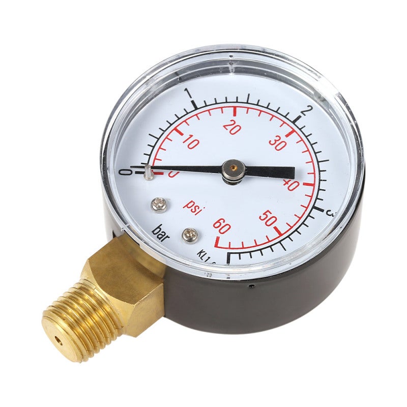 Pressure Gauge 50mm Black Metal Case - Clear Markings Double Scale Bar/psi Mini Manometer for Air Compressor Systems - Image 5