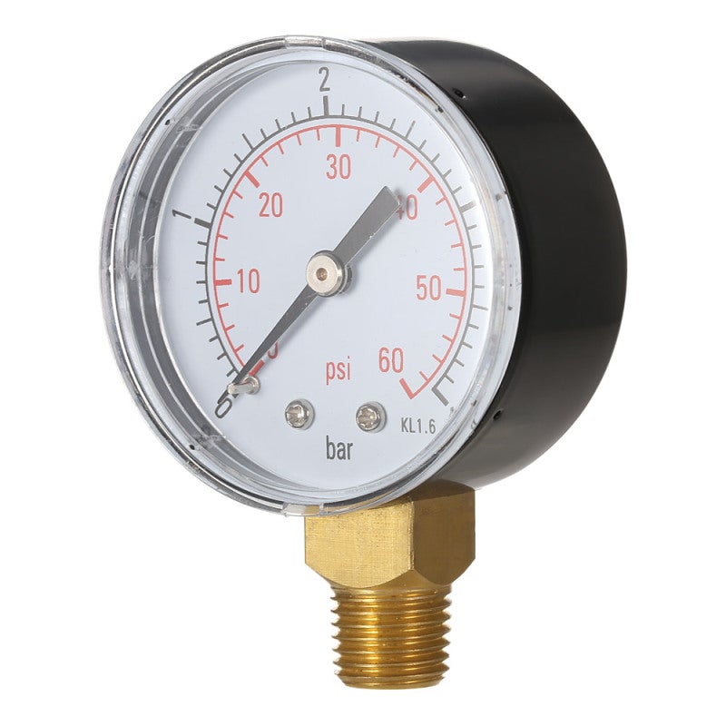 Pressure Gauge 50mm Black Metal Case - Clear Markings Double Scale Bar/psi Mini Manometer for Air Compressor Systems - Image 3