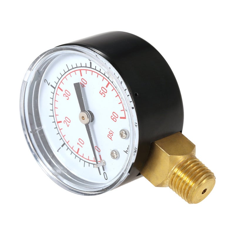 Pressure Gauge 50mm Black Metal Case - Clear Markings Double Scale Bar/psi Mini Manometer for Air Compressor Systems - Image 4