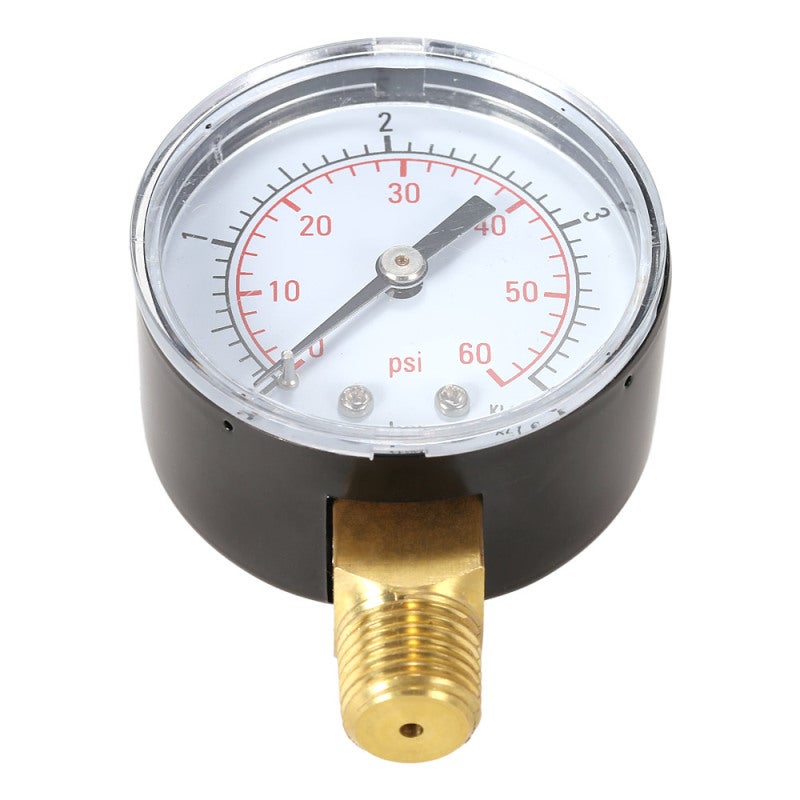 Pressure Gauge 50mm Black Metal Case - Clear Markings Double Scale Bar/psi Mini Manometer for Air Compressor Systems - Image 2