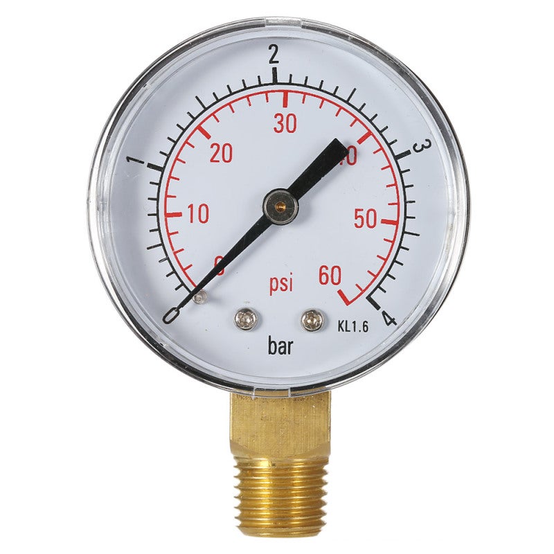 Pressure Gauge 50mm Black Metal Case - Clear Markings Double Scale Bar/psi Mini Manometer for Air Compressor Systems - Image 1