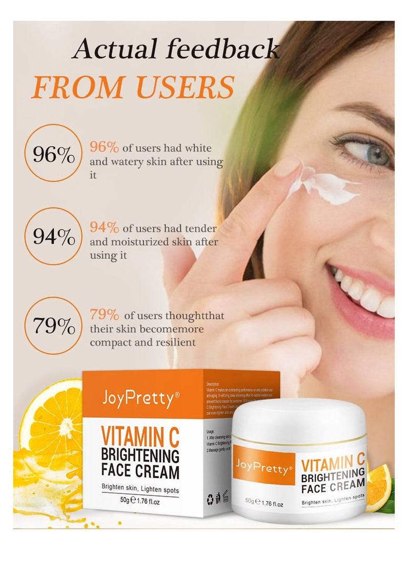 JoyPretty - Vitamin C Cream Brightening Anti Aging Moisturizer for Face with Ascorbic Acid Reduce Appearance of Wrinkles Fine Lines Dark Spots & Acne 50g - Image 1