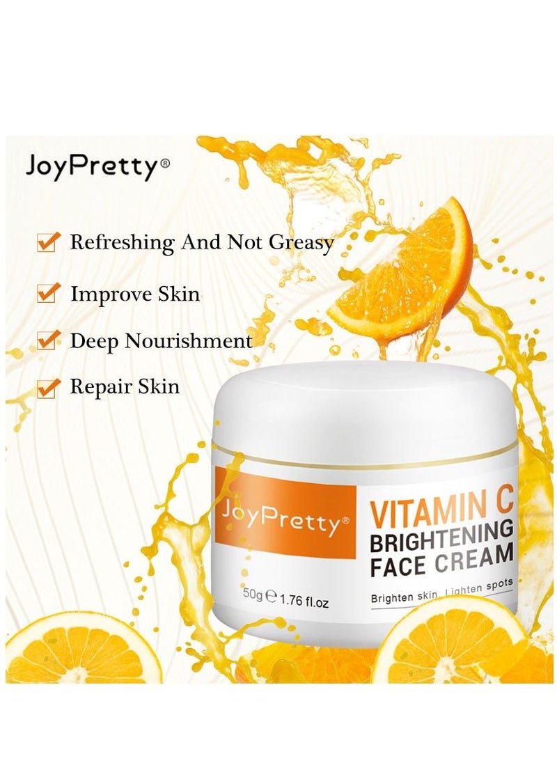 JoyPretty - Vitamin C Cream Brightening Anti Aging Moisturizer for Face with Ascorbic Acid Reduce Appearance of Wrinkles Fine Lines Dark Spots & Acne 50g - Image 1