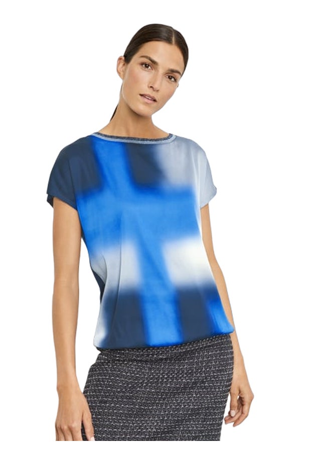 GERRY WEBER Blouse top with a knit trim and elasticated waistband  - Image 1