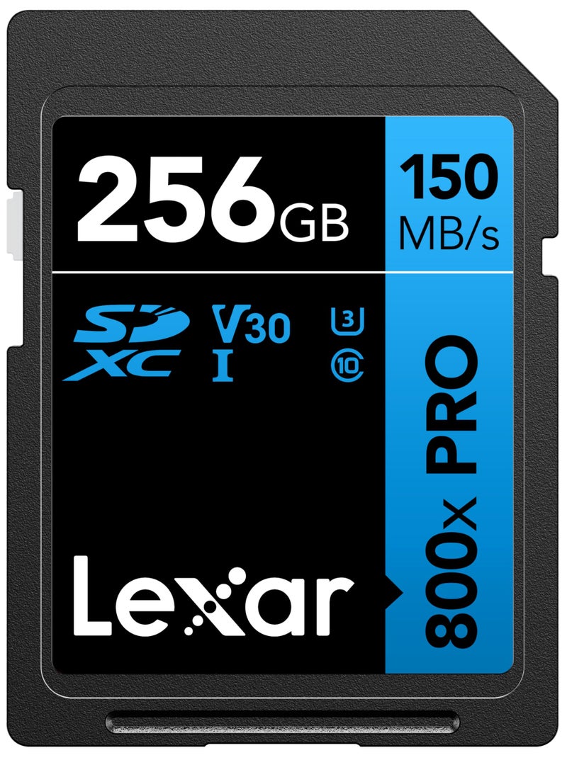 Lexar 256GB High-Performance 800x PRO SDXC UHS-I Memory Card, C10, U3, V30, 4K UHD Video, Up to 150MB/s Read, for Point-and-Shoot & Mid-Range DSLR Cameras, HD Camcorders (LSD0800P256G-BNNNU)