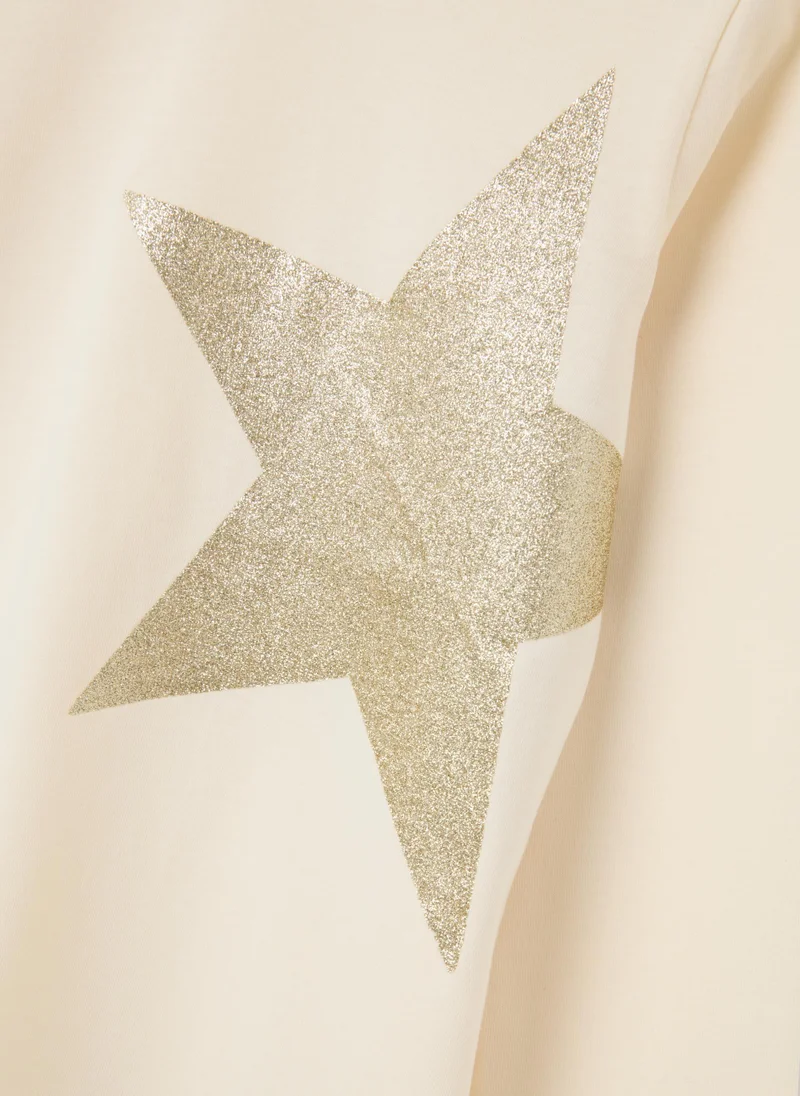 او في اس BEIGE GIRLS' T-SHIRT IN PURE COTTON, REGULAR FIT