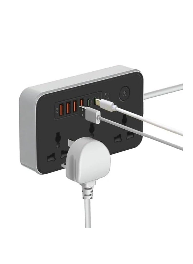 رابيد كونيكت سيرج شيلد - قوة وحماية فائقة - متوفر بلونين - 2500 واط - 6 منافذ شحن سريع USB - 4.1 أمبير - 5 فولت (أسود) - Image 2