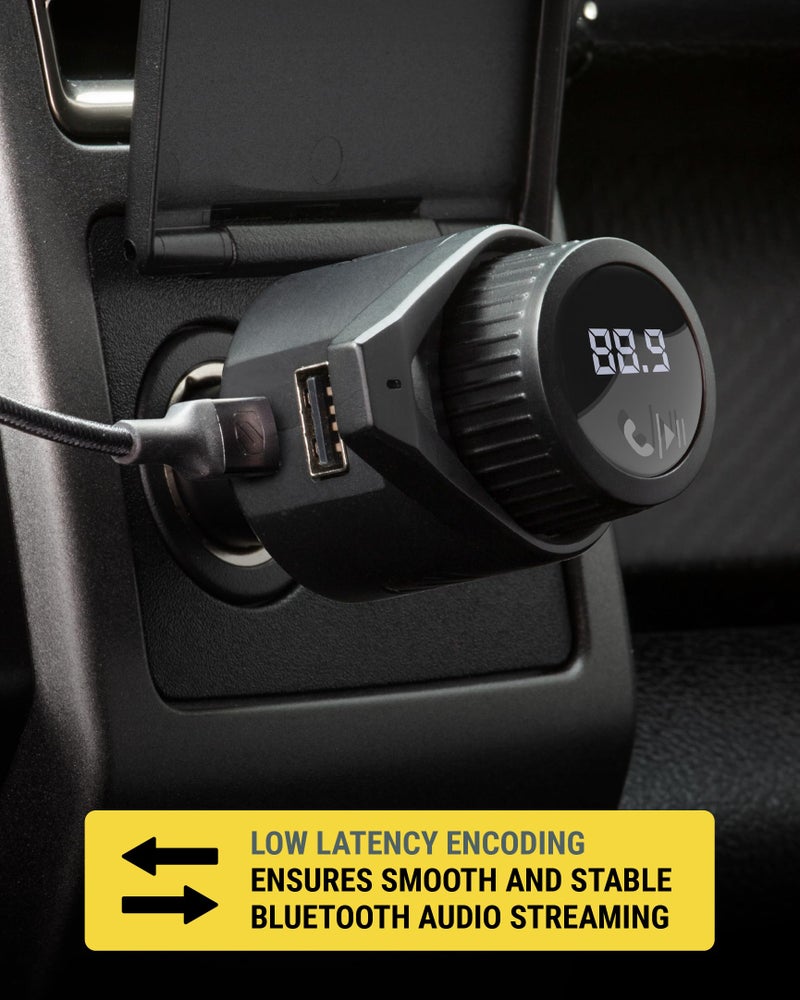 Scosche جهاز إرسال بلوتوث FM للسيارة Scosche BTFM9، منفذي شحن USB-C و USB-A مزدوجين بقوة 12 واط، شاحن سيارة سريع من نوع C، محول راديو بلوتوث لاسلكي، مجموعة مكالمات بدون استخدام اليدين لسيري ومساعد جوجل - Image 5