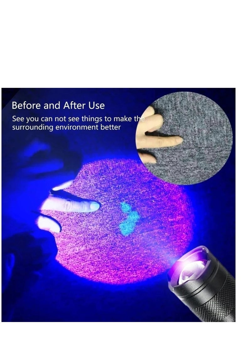 AROAQ Ultraviolet LED Flashlight, Zoomable Portable Flashlight, Multipurpose LED Flashlight Black Light Torch, High Lumens LED Camping Torch for Emergency, Power Outage  - Image 3