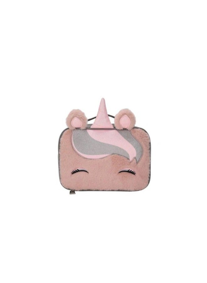 Matt Pink Sequin & Fur Unicorn Lunch Bag