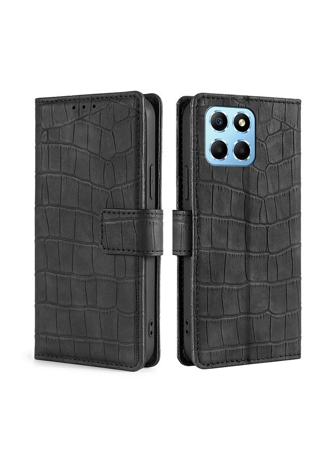 S-TOP Case For Honor X8 5G/X6 Skin Feel Crocodile Magnetic Clasp Leather Phone Case - Image 1