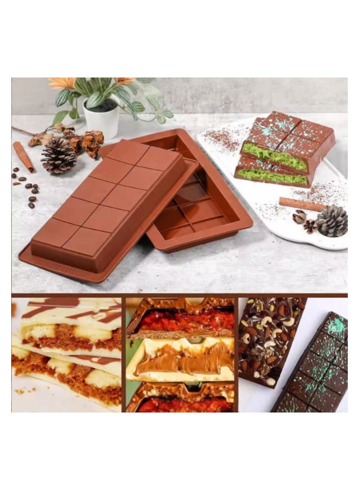 2pcs Food Rectangular Chocolate & Cake Silicone Mold 25*13CM, Eco-Friendly & Durable, Perfect for Baking & DIY Creations Pistachio Chocolate Bar - Image 3