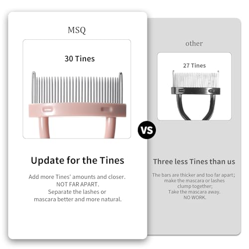 MSQ Eyelash Separator Eyelash Comb Lash Separator Tool MSQ Mascara Brush Eyelash Brush Separator Mascara Comb Arc Designed Mascara Applicator With Cover Naked Pink (1PCS) - Image 5