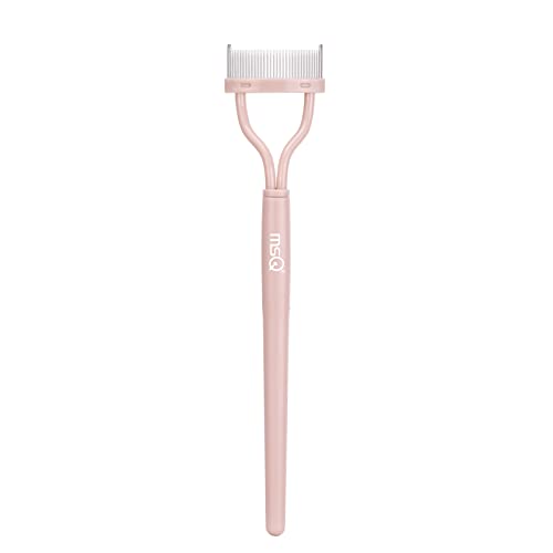 MSQ Eyelash Separator Eyelash Comb Lash Separator Tool MSQ Mascara Brush Eyelash Brush Separator Mascara Comb Arc Designed Mascara Applicator With Cover Naked Pink (1PCS) - Image 1
