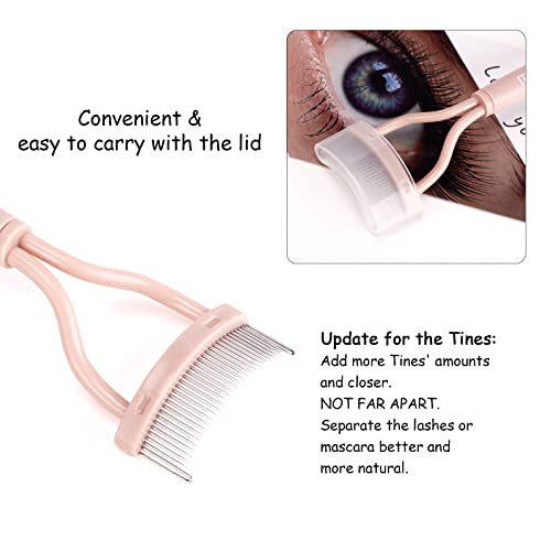 MSQ Eyelash Separator Eyelash Comb Lash Separator Tool MSQ Mascara Brush Eyelash Brush Separator Mascara Comb Arc Designed Mascara Applicator With Cover Naked Pink (1PCS) - Image 3