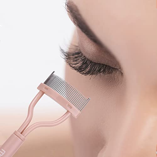 MSQ Eyelash Separator Eyelash Comb Lash Separator Tool MSQ Mascara Brush Eyelash Brush Separator Mascara Comb Arc Designed Mascara Applicator With Cover Naked Pink (1PCS) - Image 2