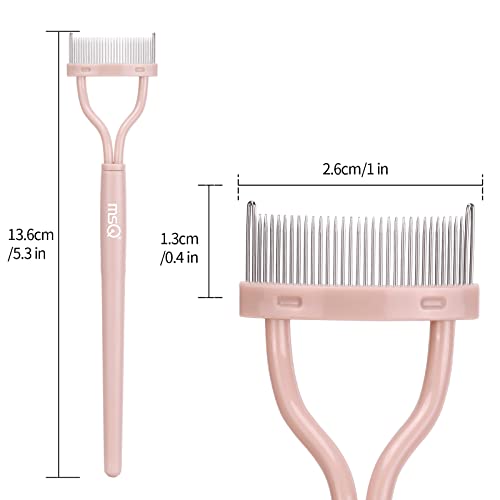 MSQ Eyelash Separator Eyelash Comb Lash Separator Tool MSQ Mascara Brush Eyelash Brush Separator Mascara Comb Arc Designed Mascara Applicator With Cover Naked Pink (1PCS) - Image 4