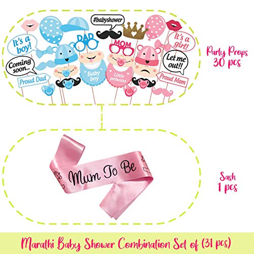 Wobbox Baby Shower Decoration Items| Baby Shower Photo Booth Props for Photoshoot, Mom to Be Satin Sash Daddy to Be Decoration, Godh Bharai Decoration Kit-(FP431) - Image 2