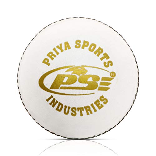 PSE Priya Sports Leather Club Cricket Ball, 1 Piece (White) Standard Size - Image 1