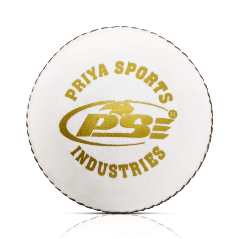 PSE Priya Sports Leather Club Cricket Ball, 1 Piece (White) Standard Size - Image 5