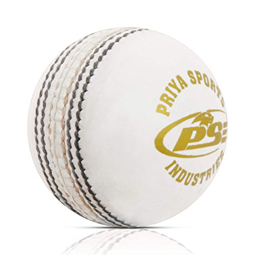 PSE Priya Sports Leather Club Cricket Ball, 1 Piece (White) Standard Size - Image 2