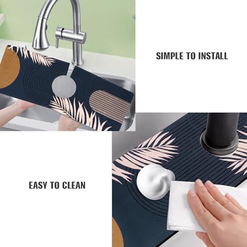 aquoechd Sink Faucet Absorbing Mat, 2 Pack Drying Mat Around Faucet Sink Splash Guard Behind Faucet Sinkmat For Kitchen Bathroom Island Rv 24 * 5.5 Inch (60 * 14 cm) - Image 4