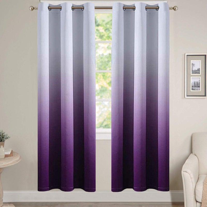 Yakamok Light Blocking Gradient Color Curtain Panels Purple Ombre Blackout Curtains Room Darkening Thermal Insulated Grommet Window Drapes for Childrens Bedroom Purple 2 Panels 38x72 Inch