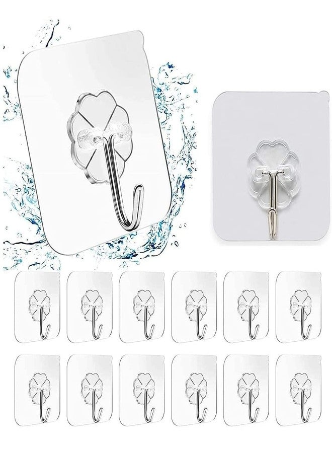 Spefez 10 Pack Adhesive Hooks Reusable Utility Hooks Heavy Duty Wall Hooks Transparent Seamless Hooks Waterproof and Oil Proof for Kitchen Bathroom Ceiling Office Window, Clear - Image 1