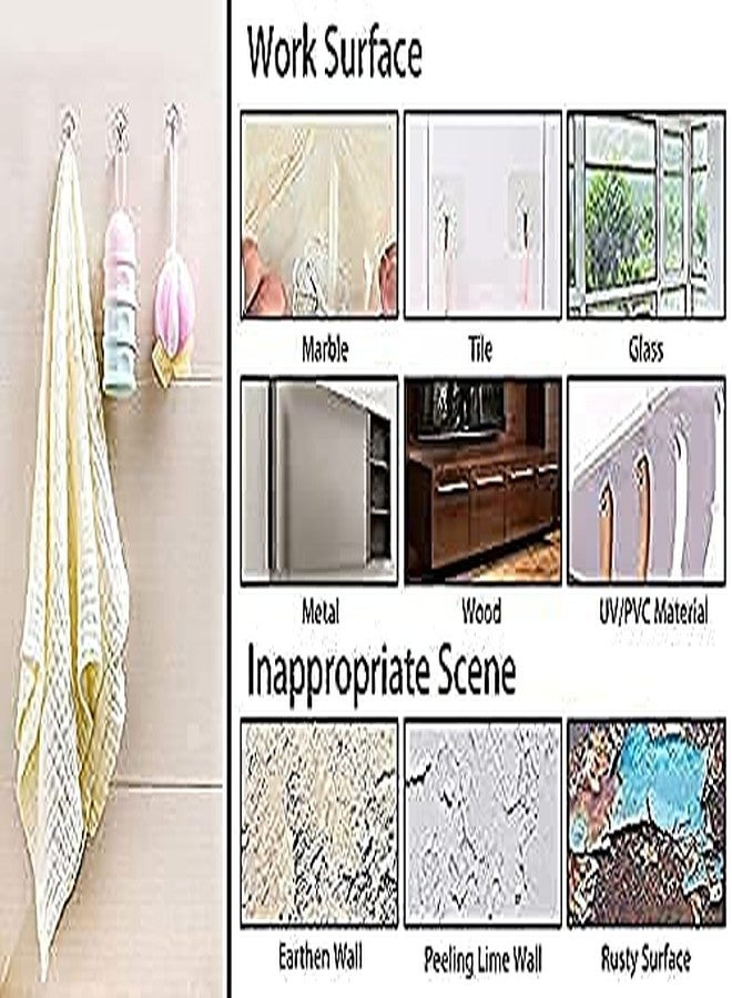Spefez 10 Pack Adhesive Hooks Reusable Utility Hooks Heavy Duty Wall Hooks Transparent Seamless Hooks Waterproof and Oil Proof for Kitchen Bathroom Ceiling Office Window, Clear - Image 4