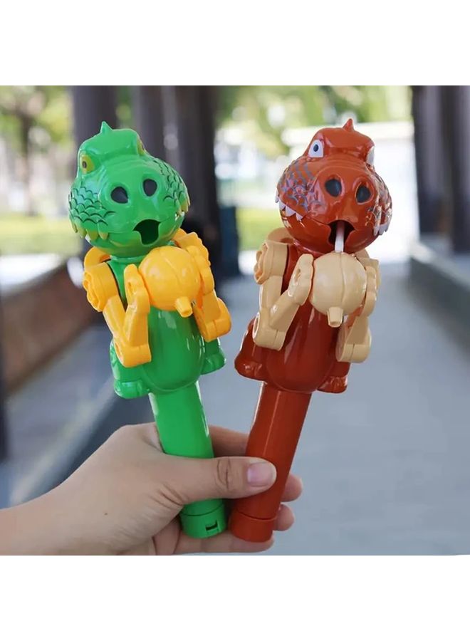 Green Robot Lollipop Toy Interactive Brush Wand Durable Plastic Manual No Batteries Party Favor - Image 2