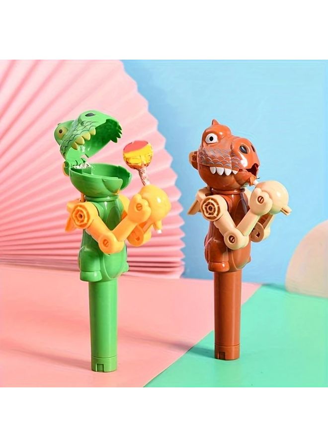 Green Robot Lollipop Toy Interactive Brush Wand Durable Plastic Manual No Batteries Party Favor - Image 3