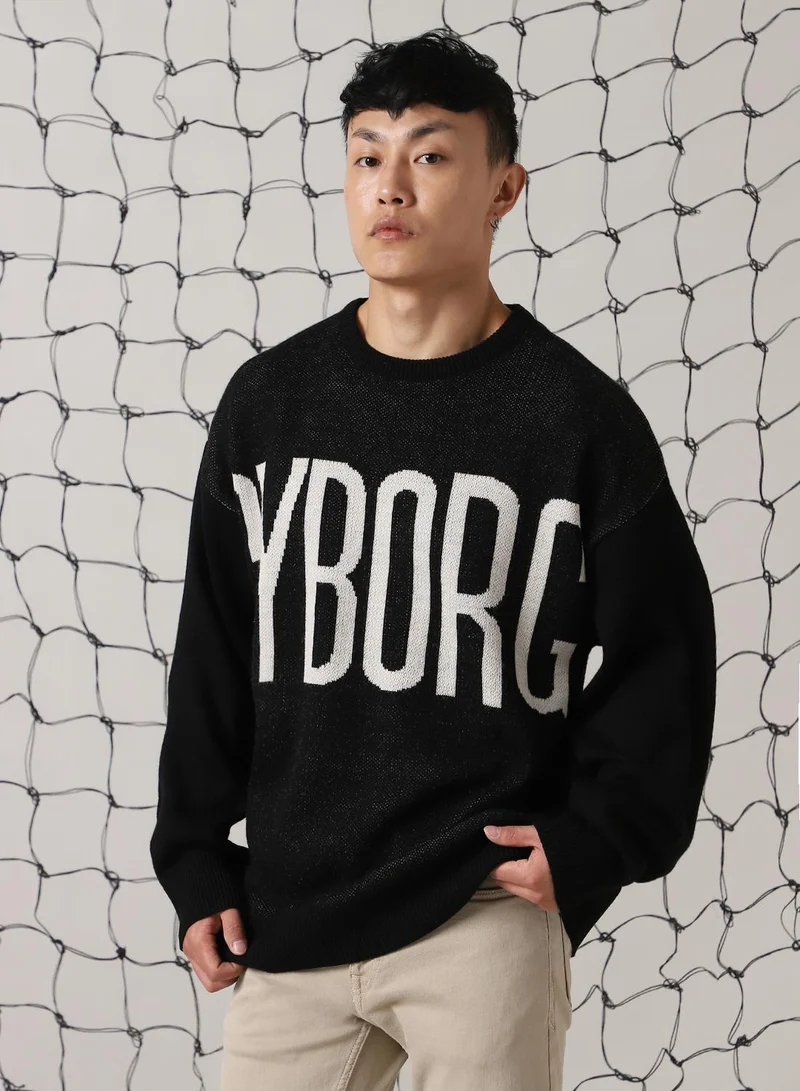هوبرهولمي Men's Multicoloured 100% Acrylic Solid Oversized Sweater