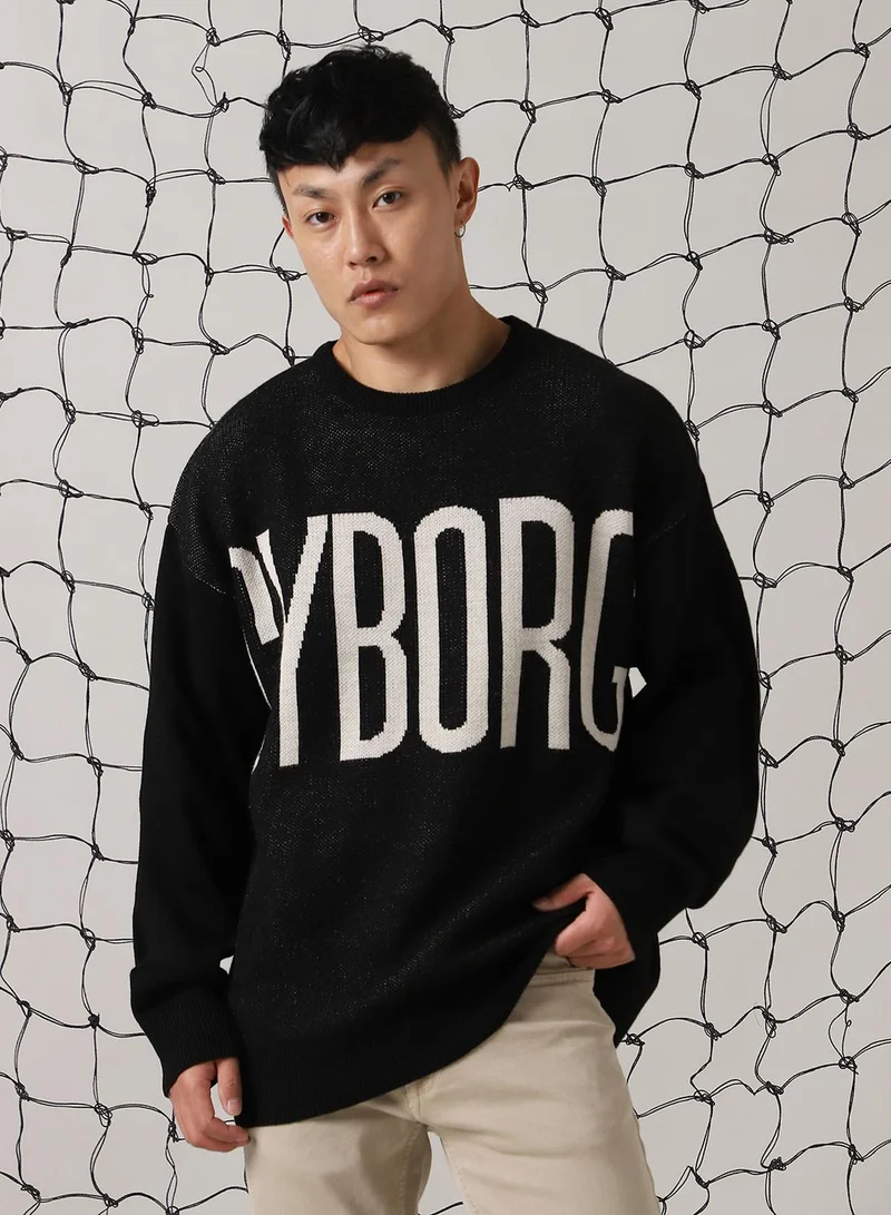 هوبرهولمي Men's Multicoloured 100% Acrylic Solid Oversized Sweater