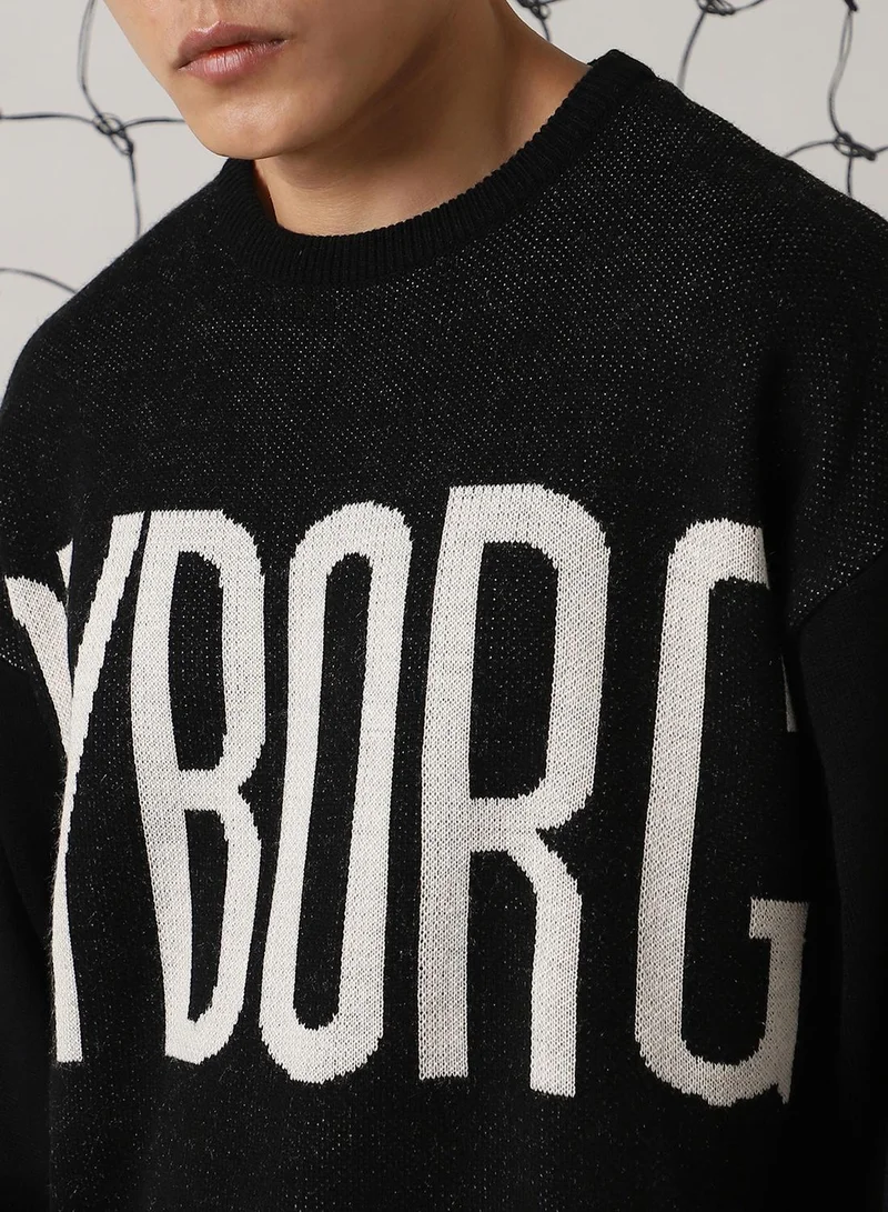 هوبرهولمي Men's Multicoloured 100% Acrylic Solid Oversized Sweater