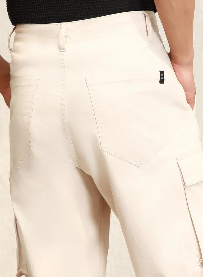 Hubberholme Relaxed Fit Cargo Pants with Printed Pocket by Styli