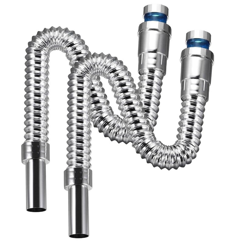 SUPVOX Supvox 2Pcs Extendable Sink Sewer Pipe Hose 39cm 1535 inches Flexible Electroplated ABS Sewer Water Hose AntiOdor Leakproof Sink Sewer Pipe Universal Sink Drain Hose for Kitchen Bathroom  - Image 1