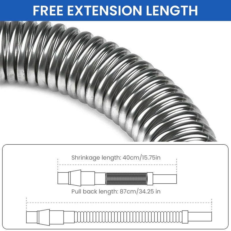 SUPVOX Supvox 2Pcs Extendable Sink Sewer Pipe Hose 39cm 1535 inches Flexible Electroplated ABS Sewer Water Hose AntiOdor Leakproof Sink Sewer Pipe Universal Sink Drain Hose for Kitchen Bathroom  - Image 2