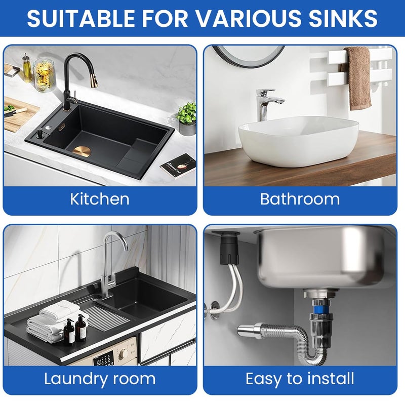 SUPVOX Supvox 2Pcs Extendable Sink Sewer Pipe Hose 39cm 1535 inches Flexible Electroplated ABS Sewer Water Hose AntiOdor Leakproof Sink Sewer Pipe Universal Sink Drain Hose for Kitchen Bathroom  - Image 5